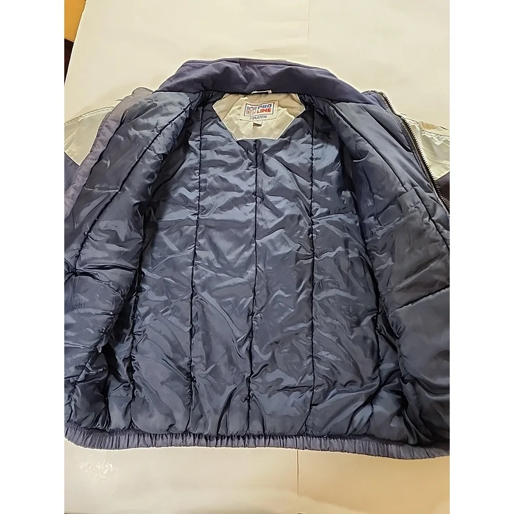 VTG Starter Pro Line Dallas Cowboys Jacket Puffy Mens LG Reflective Full Zip NFL
